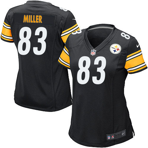 Women's Game Heath Miller Nike Jersey Black Home - #83 NFL Pittsburgh Steelers